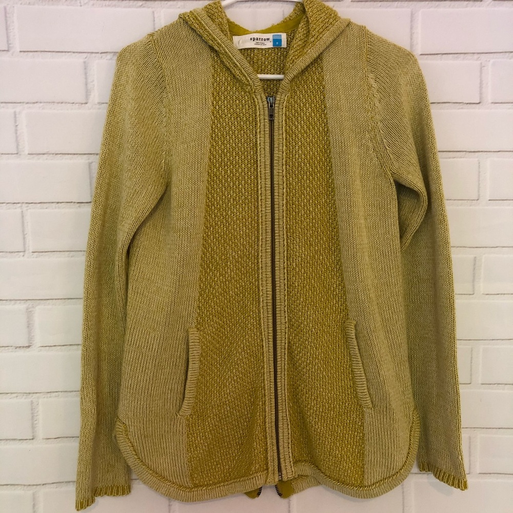 Sparrow Anthropologie Zip Hooded Cardigan Sweater